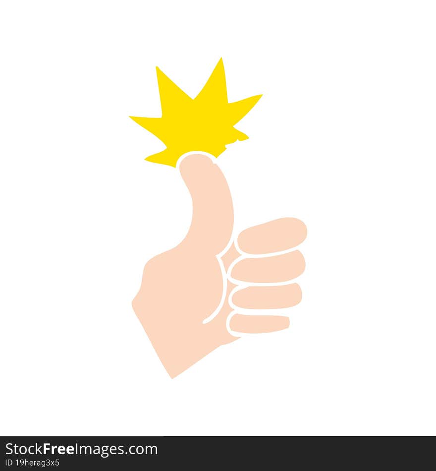 flat color illustration of thumbs up. flat color illustration of thumbs up