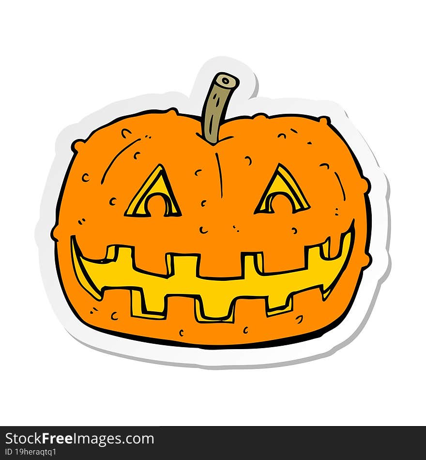 Sticker Of A Cartoon Pumpkin