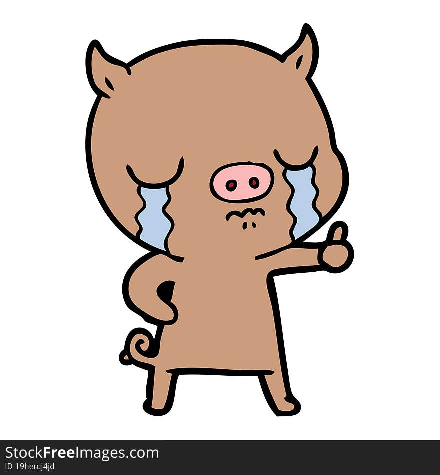 cartoon pig crying. cartoon pig crying