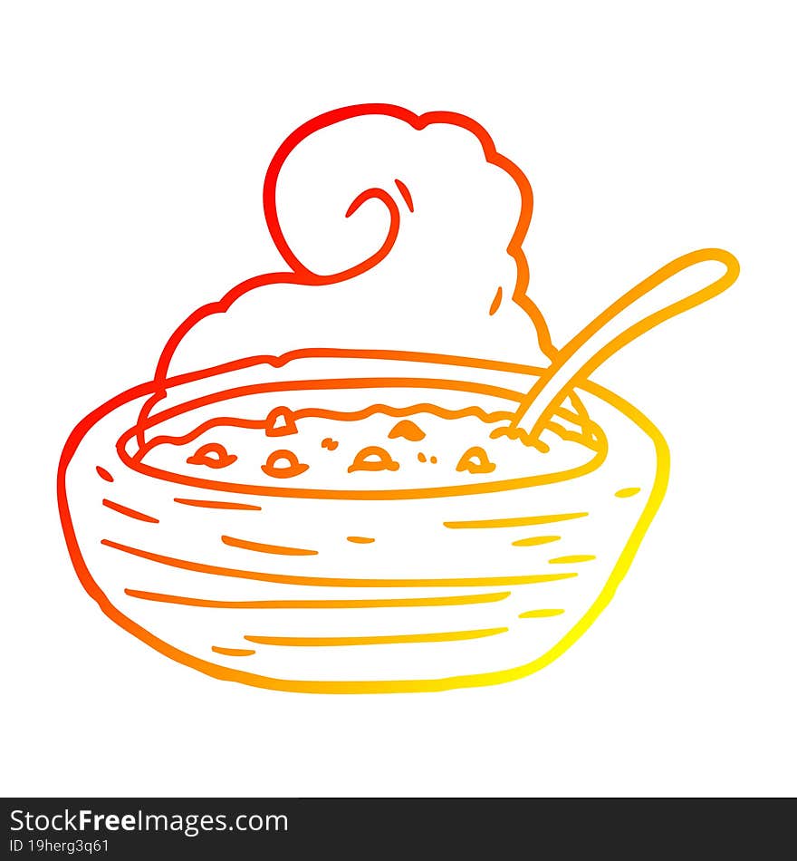 warm gradient line drawing hot bowl of broth