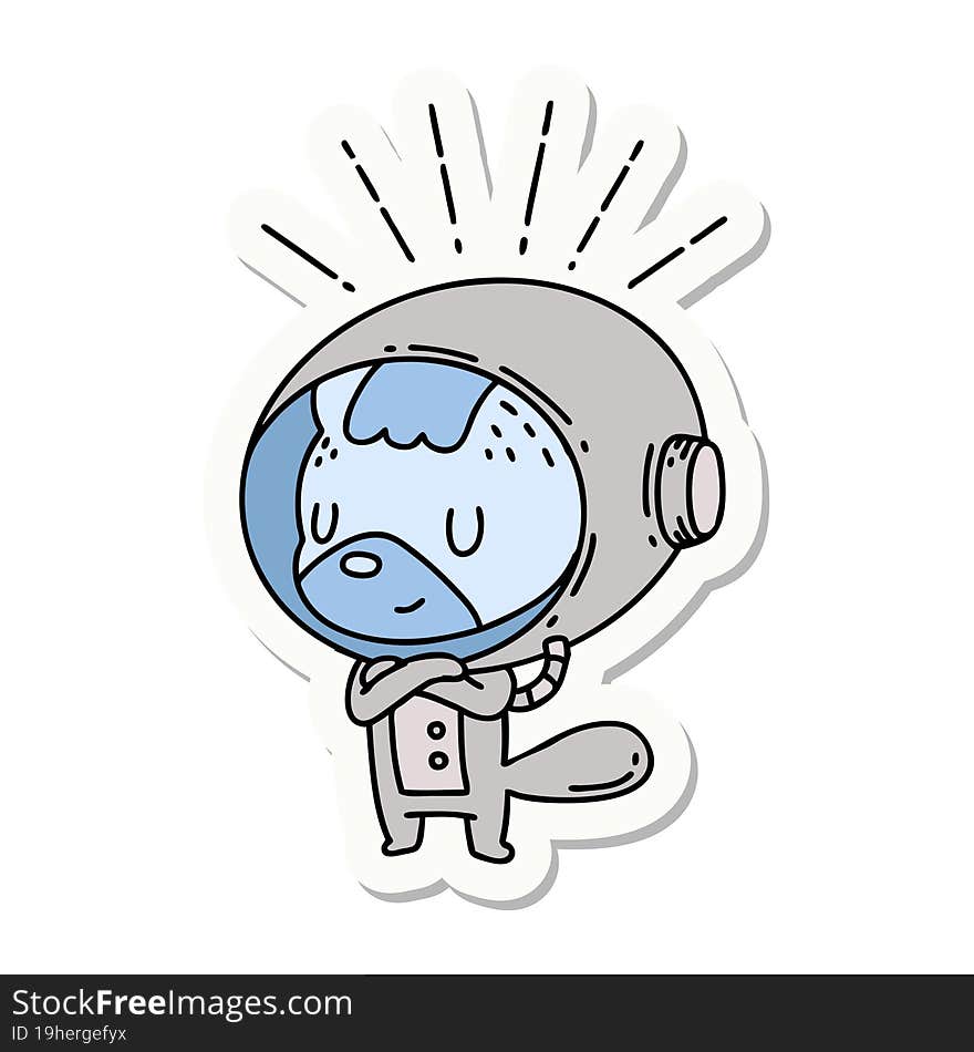 sticker of tattoo style animal in astronaut suit