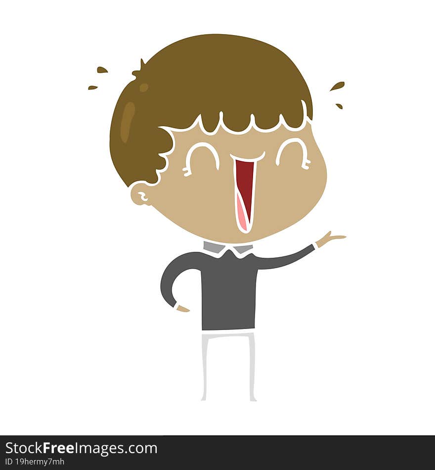 laughing flat color style cartoon man