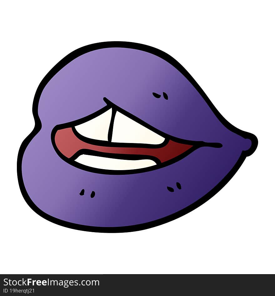 cartoon doodle purple lips