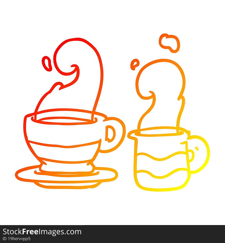 warm gradient line drawing of a cup of coffee