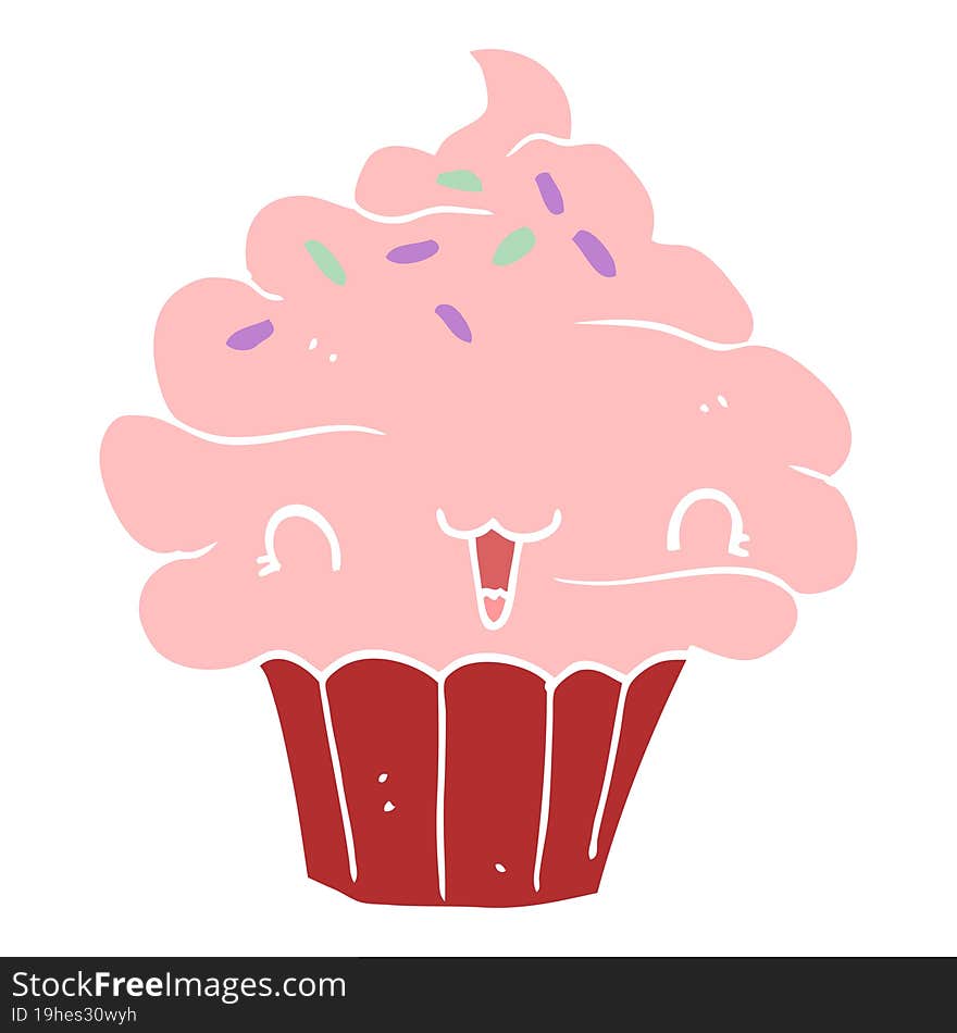 cute flat color style cartoon frosted cupcake