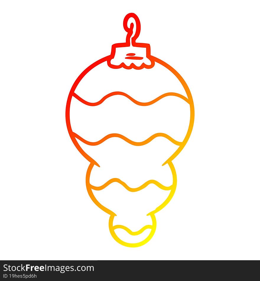 warm gradient line drawing of a cartoon christmas decoration