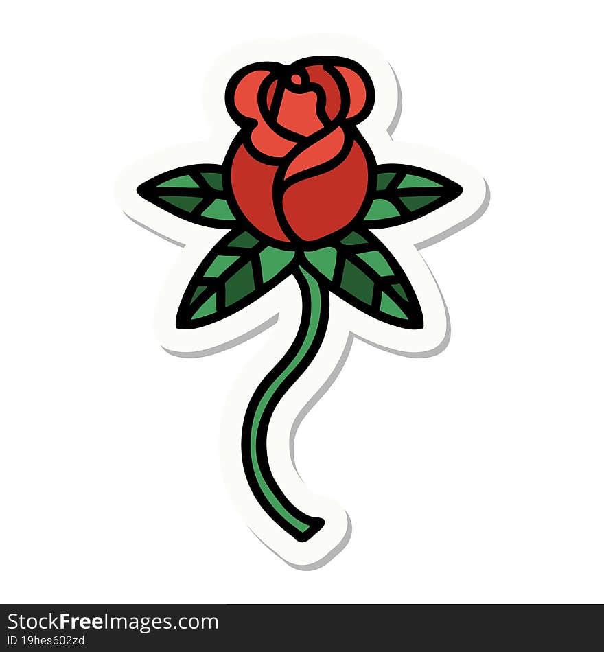 sticker of tattoo in traditional style of a flower. sticker of tattoo in traditional style of a flower