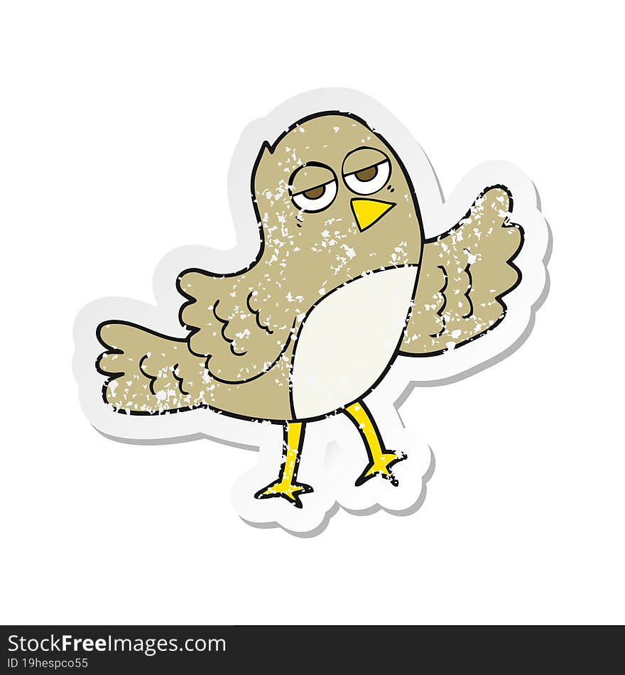 Retro Distressed Sticker Of A Cartoon Bird