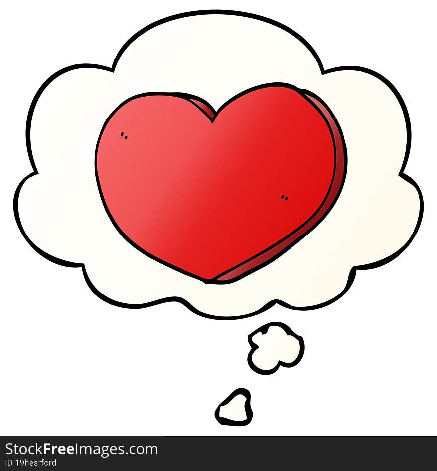 cartoon love heart with thought bubble in smooth gradient style