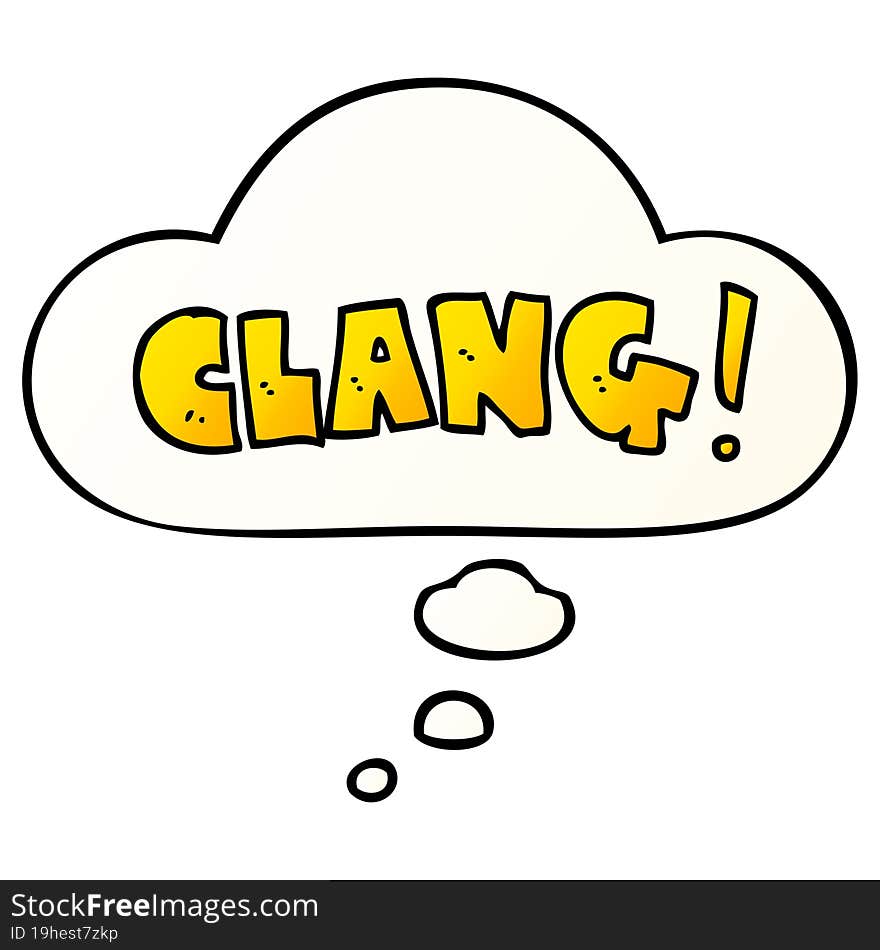 cartoon word clang and thought bubble in smooth gradient style