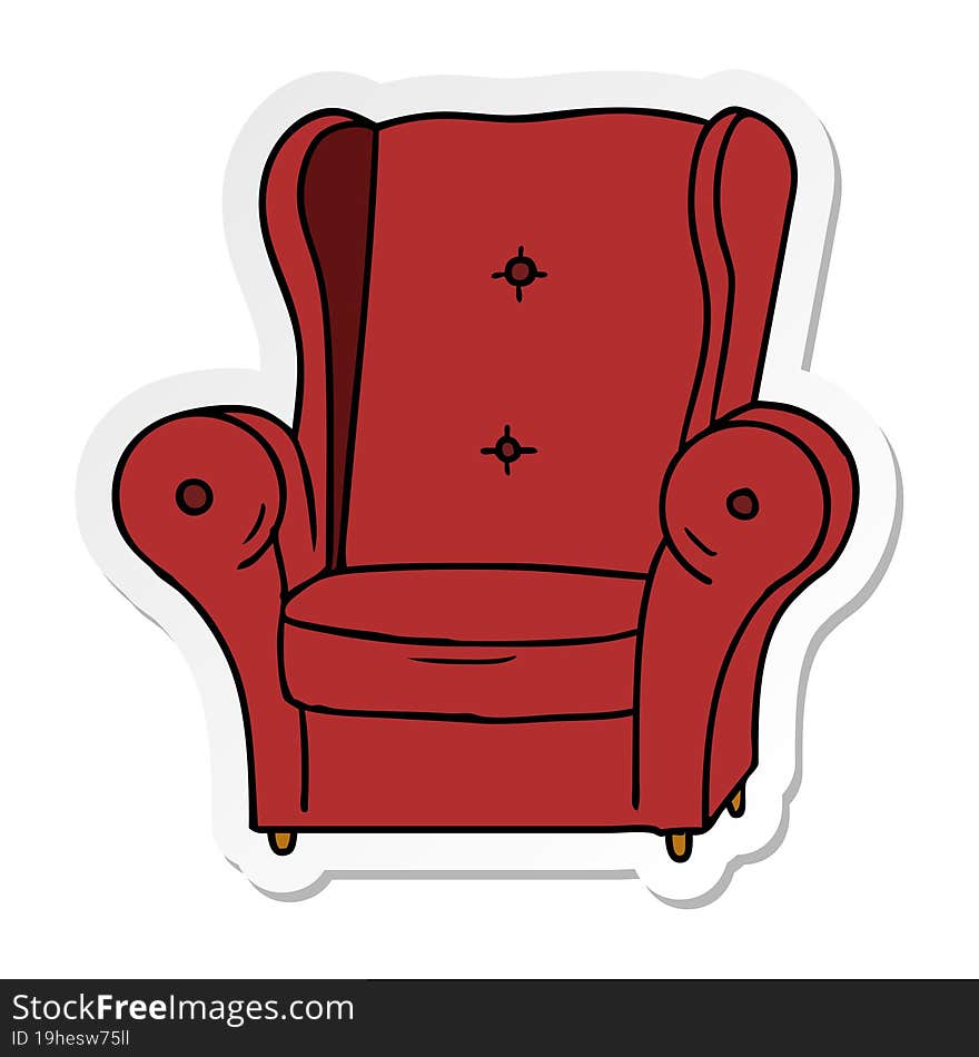 sticker cartoon doodle of an old armchair