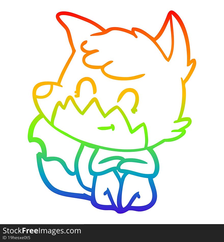 rainbow gradient line drawing cartoon friendly fox