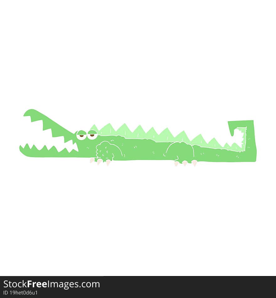 Flat Color Illustration Of A Cartoon Crocodile