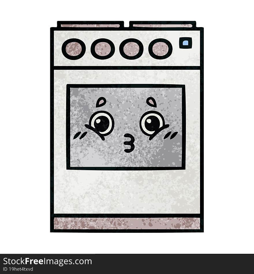 retro grunge texture cartoon of a kitchen oven