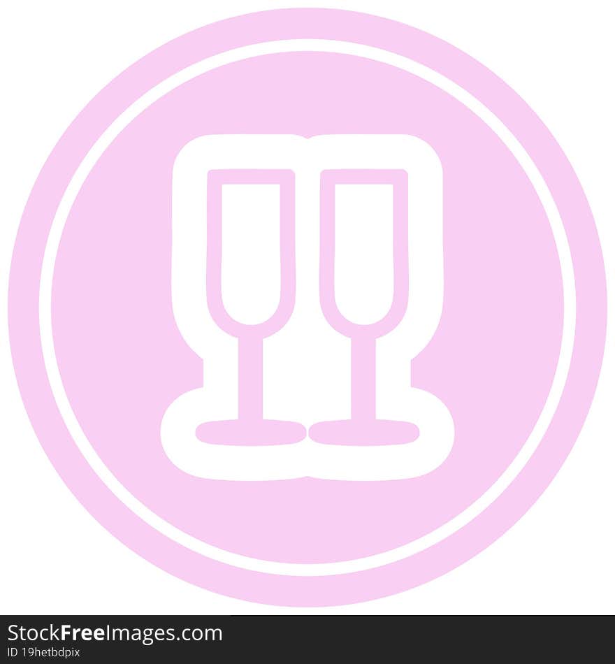 champagne glasses circular icon