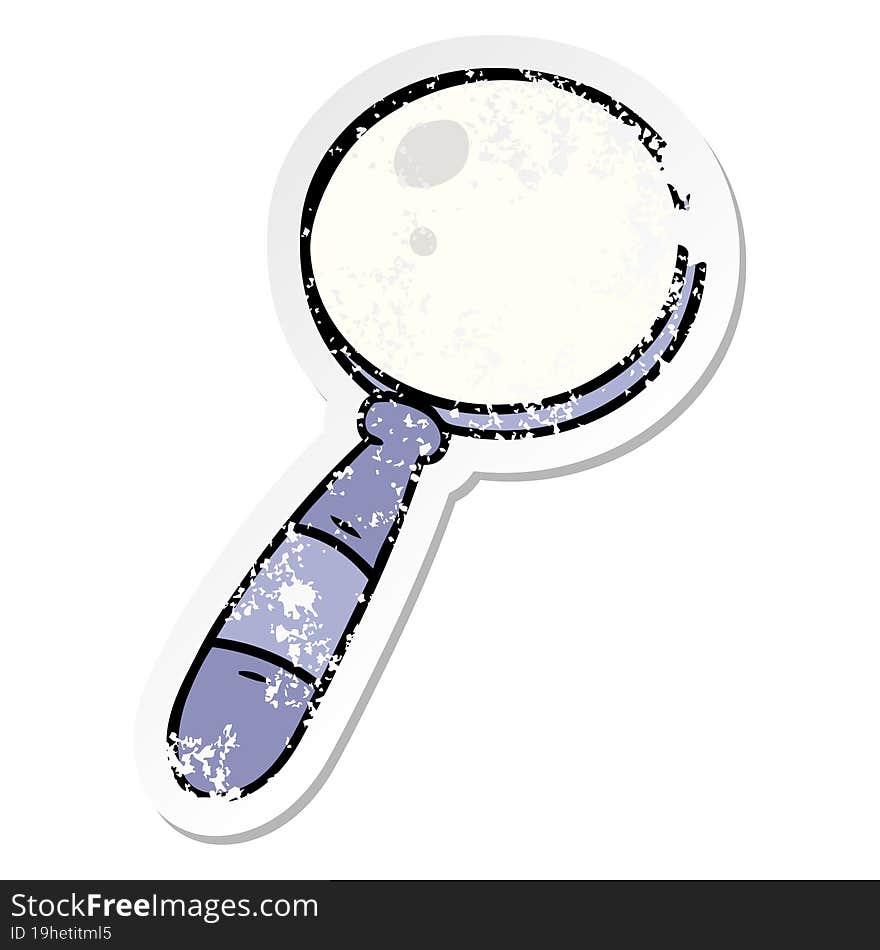 Distressed Sticker Cartoon Doodle Of A Magnifying Glass