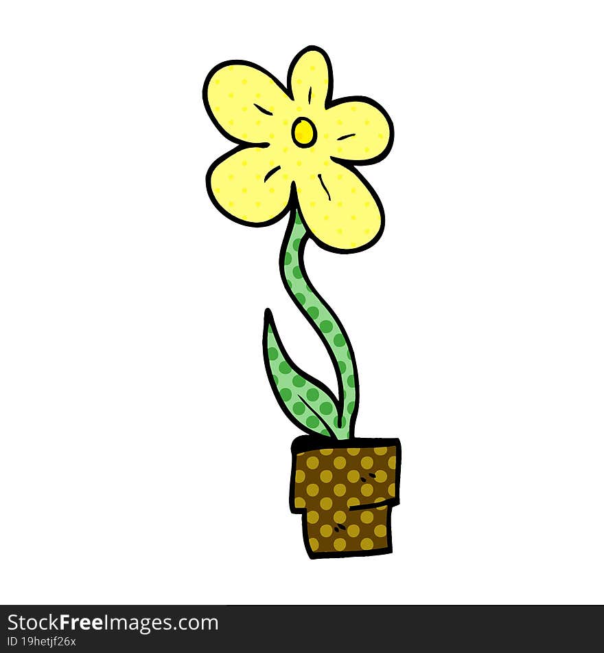 cartoon doodle flower pot