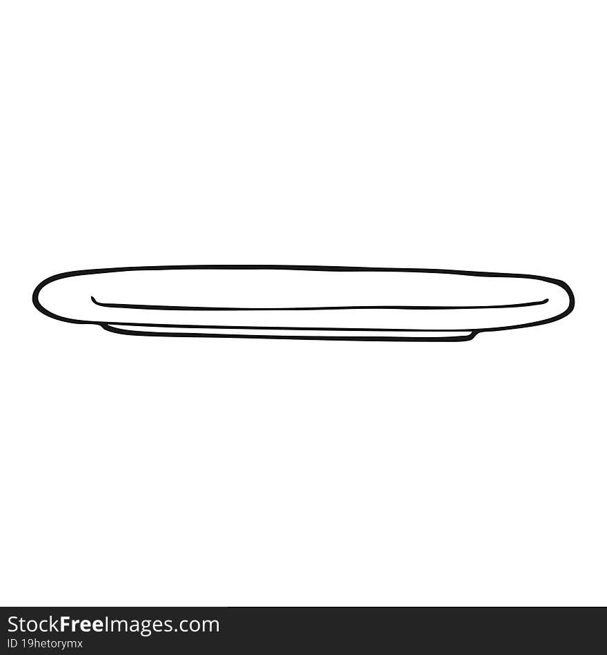 Black And White Cartoon Empty Plate