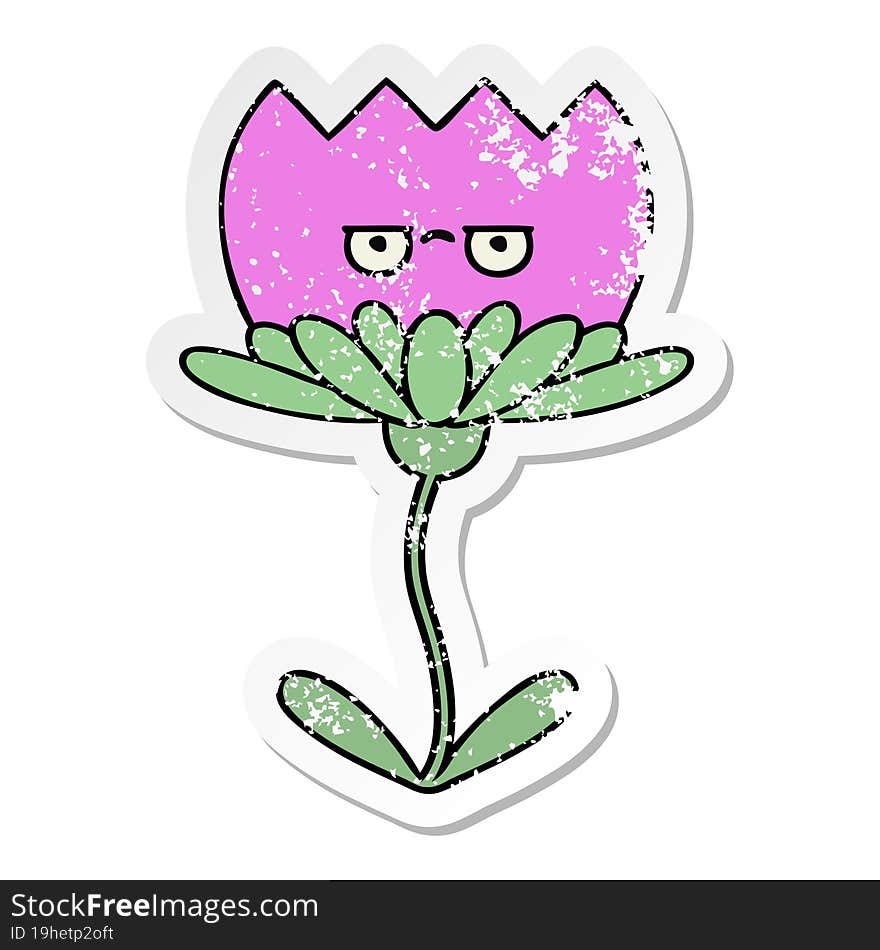 Distressed Sticker Of A Cute Cartoon Flower