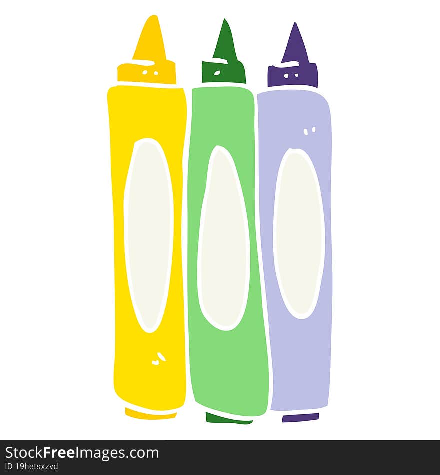 Flat Color Illustration Of A Cartoon Crayons