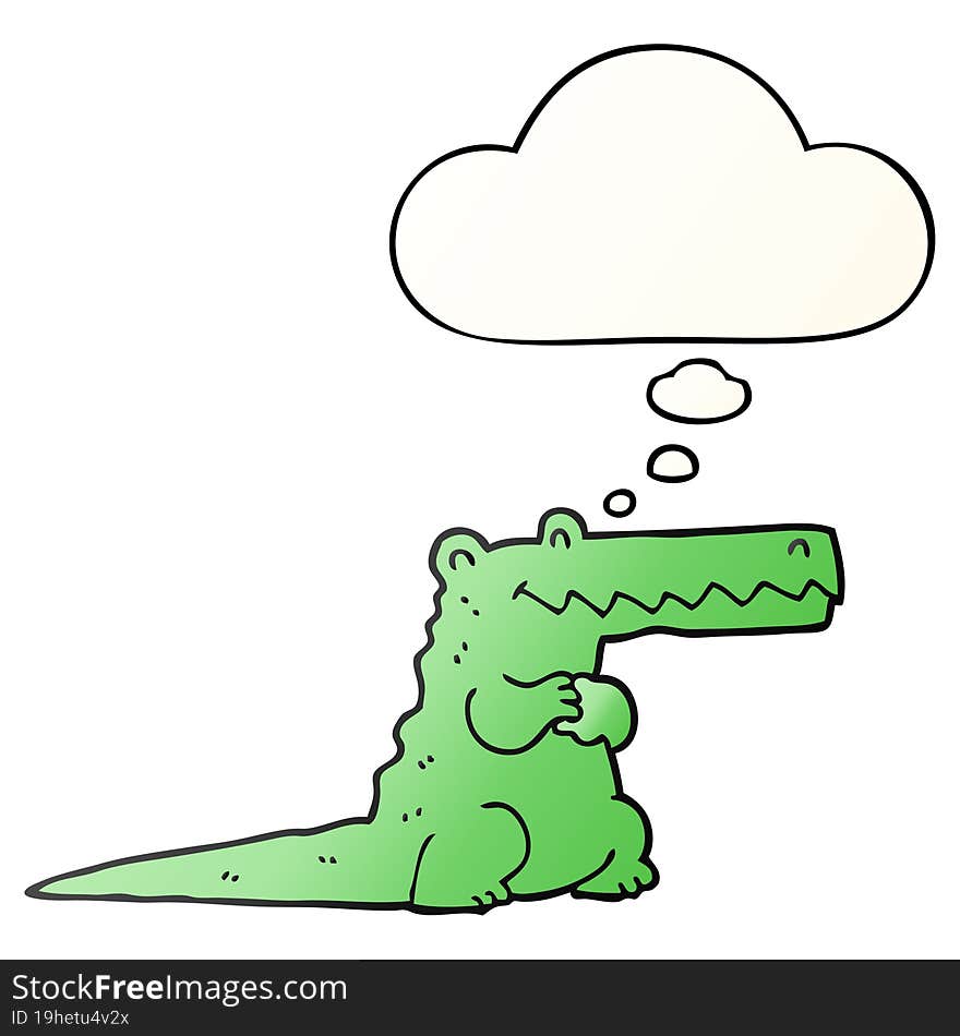 cartoon crocodile and thought bubble in smooth gradient style