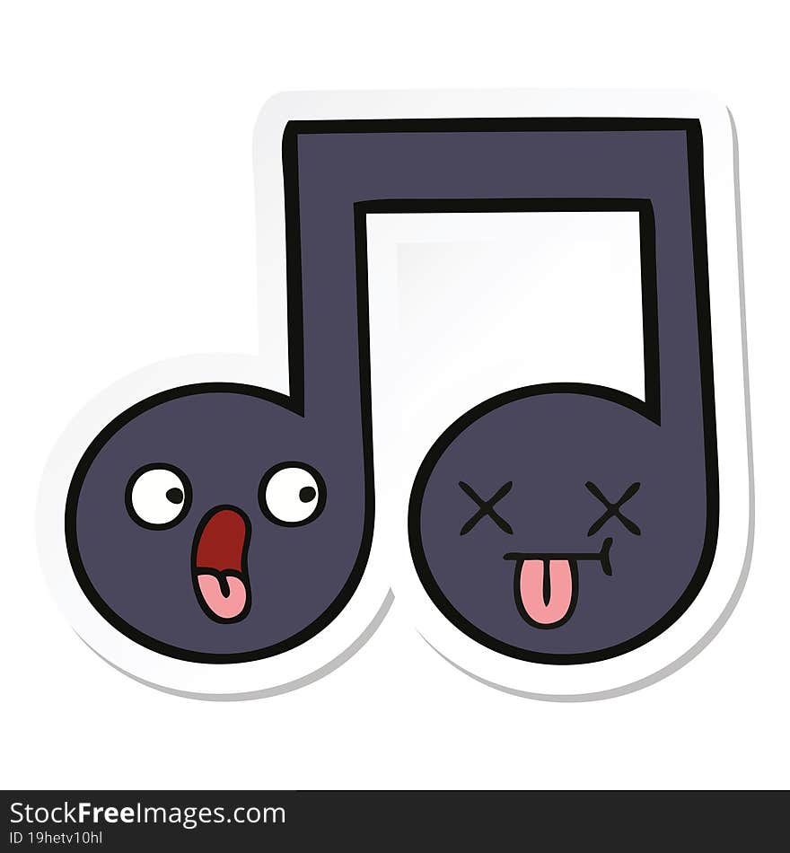 sticker of a cute cartoon musical note