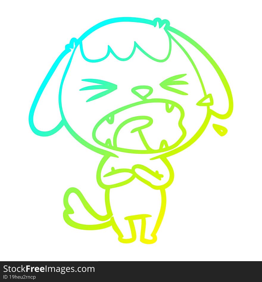 cold gradient line drawing of a cute cartoon dog