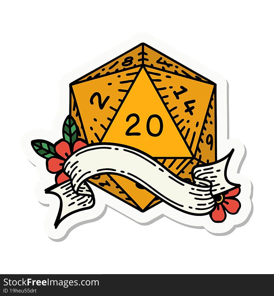 Natural Twenty D20 Dice Roll Sticker