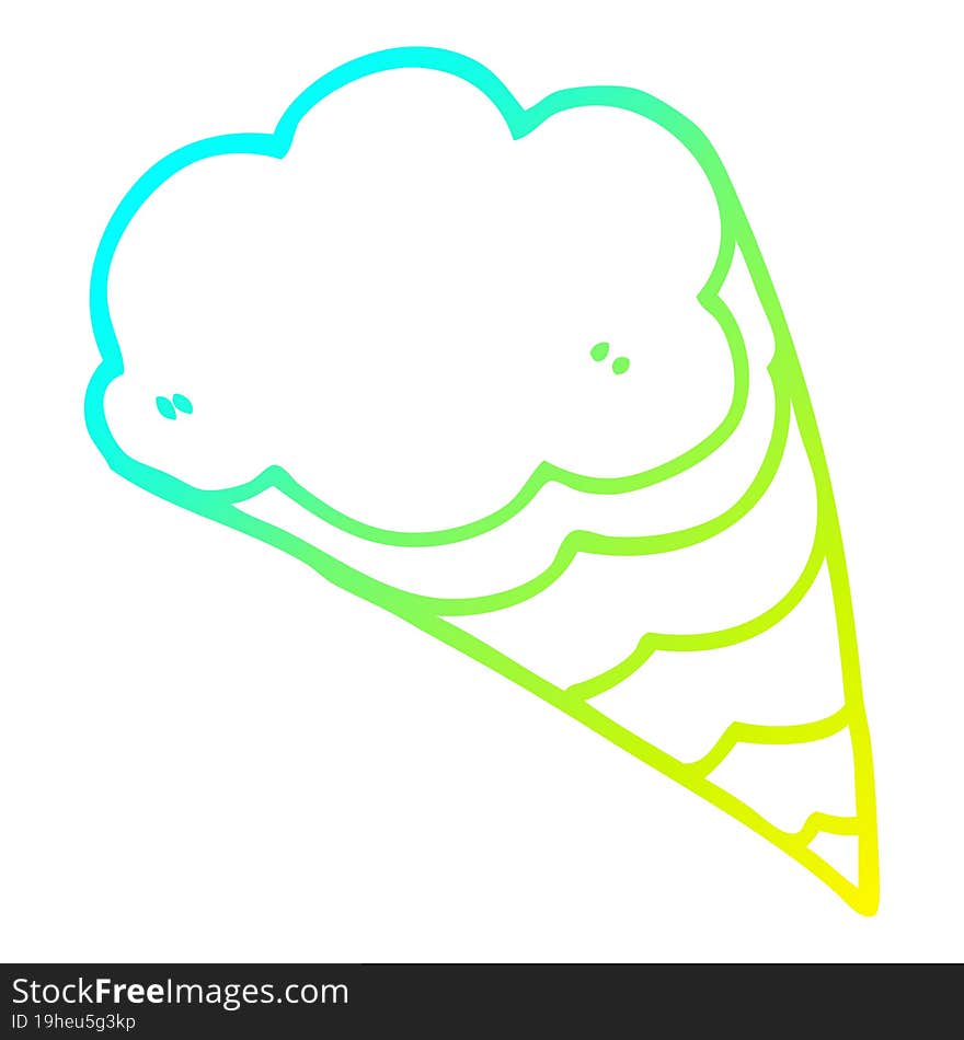 cold gradient line drawing cartoon decorative cloud element