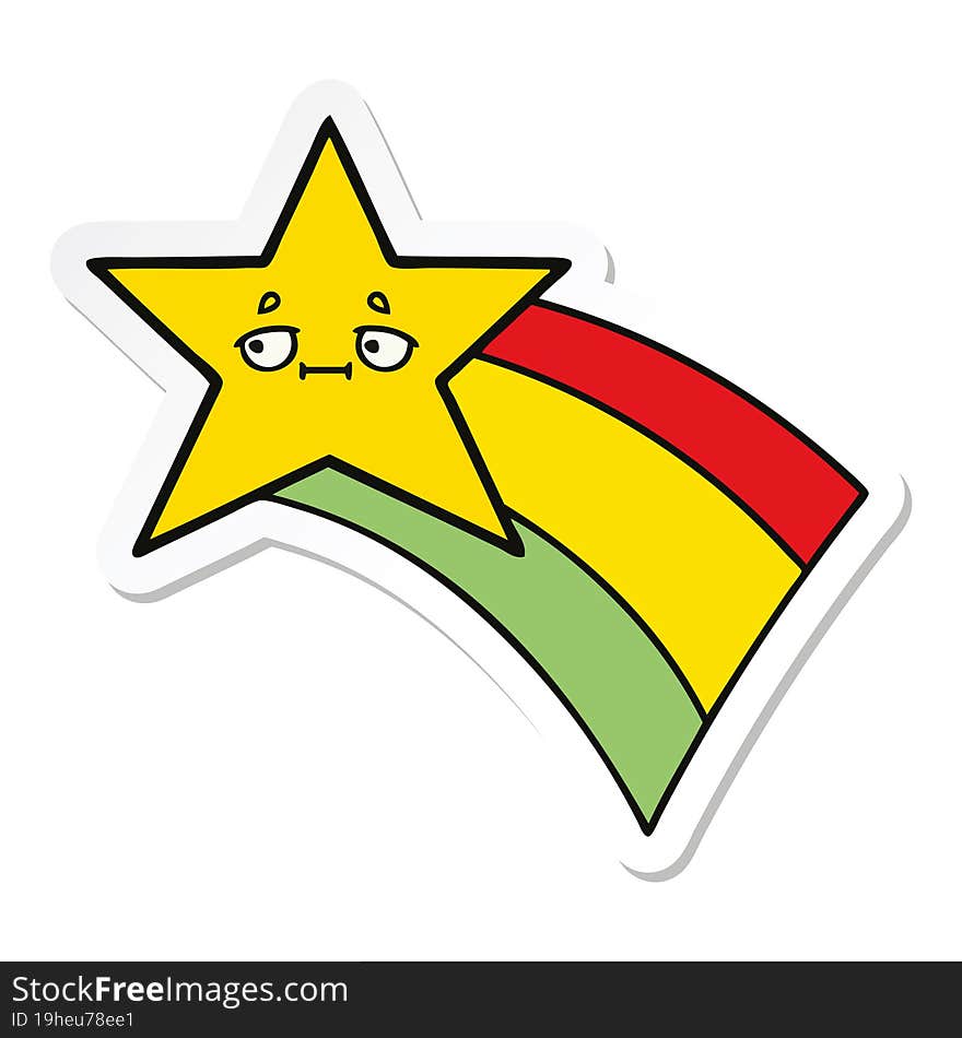 Sticker Of A Cute Cartoon Shooting Rainbow Star