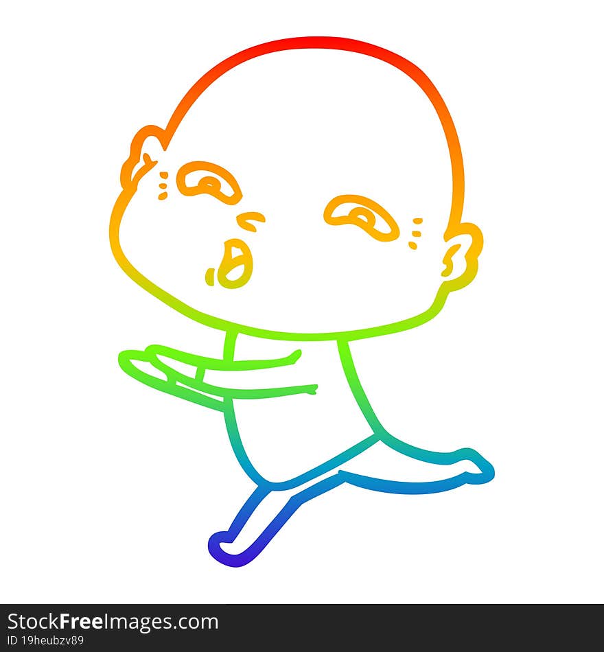 rainbow gradient line drawing of a cartoon nervous man