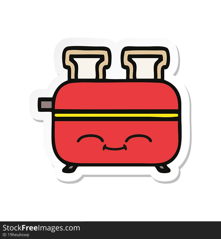 sticker of a cute cartoon of a toaster