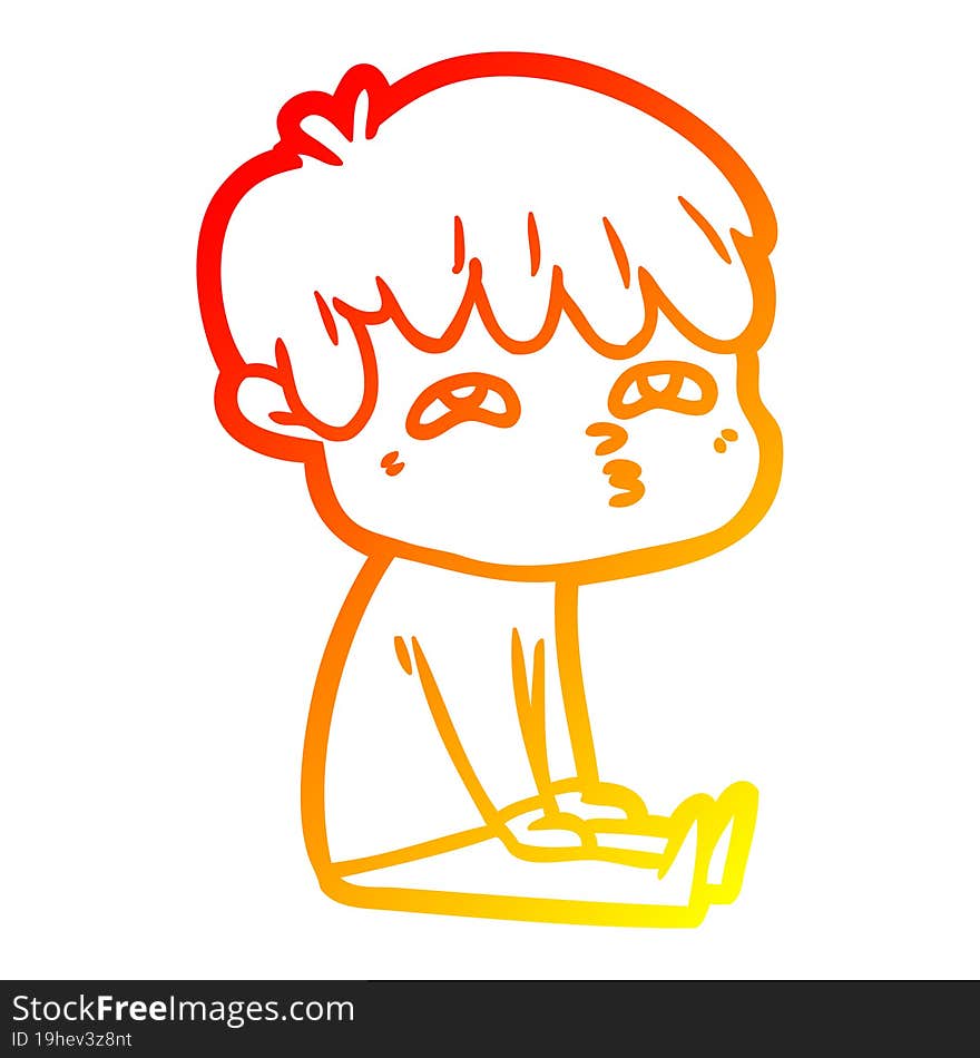 warm gradient line drawing cartoon curious man