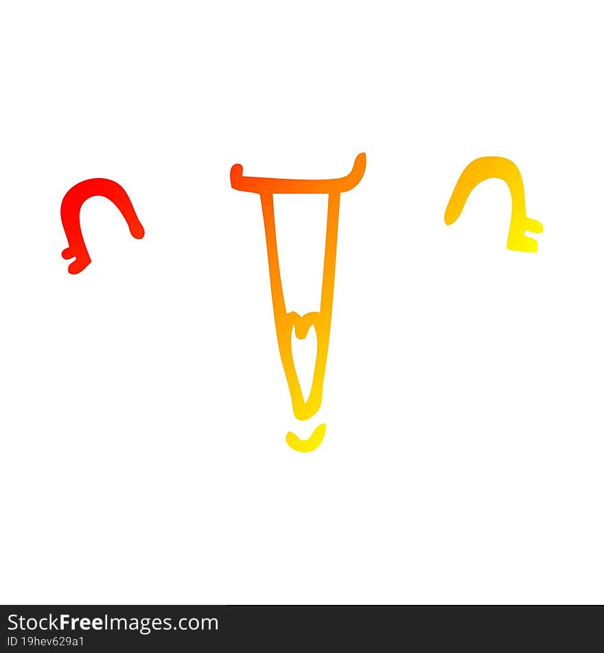 Warm Gradient Line Drawing Cute Cartoon Face