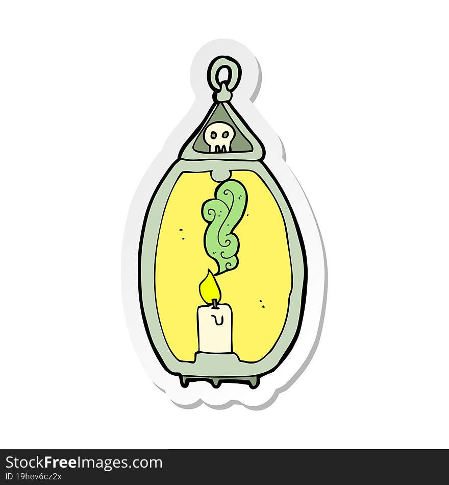 sticker of a cartoon spooky lantern