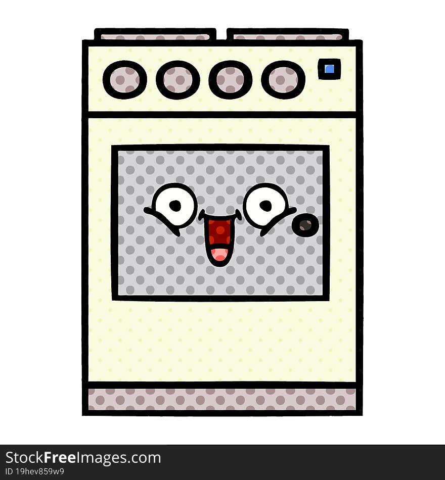 comic book style cartoon kitchen oven