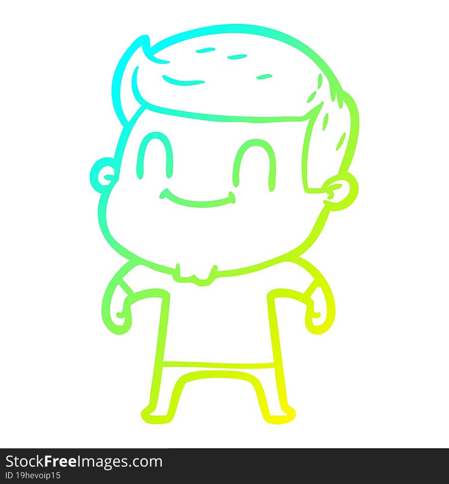 Cold Gradient Line Drawing Cartoon Friendly Man