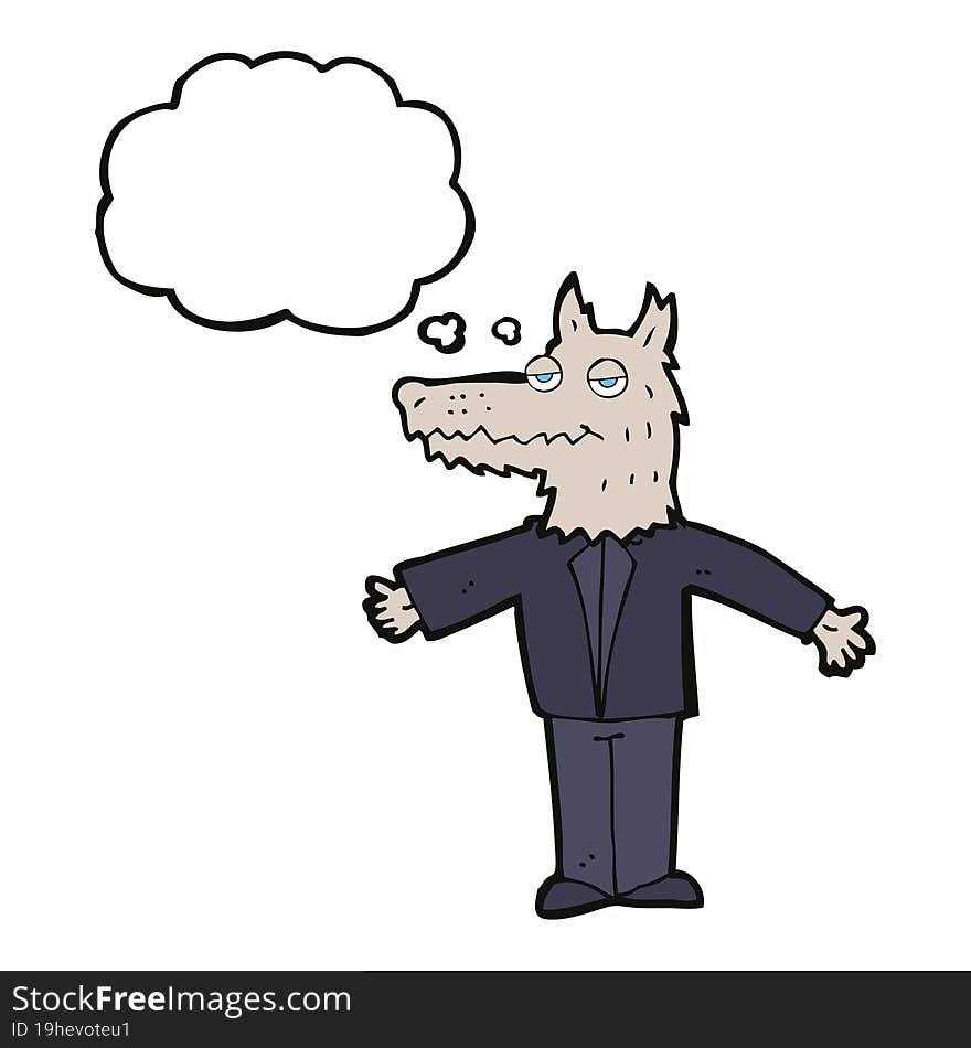 Cartoon Wolf With Thought Bubble