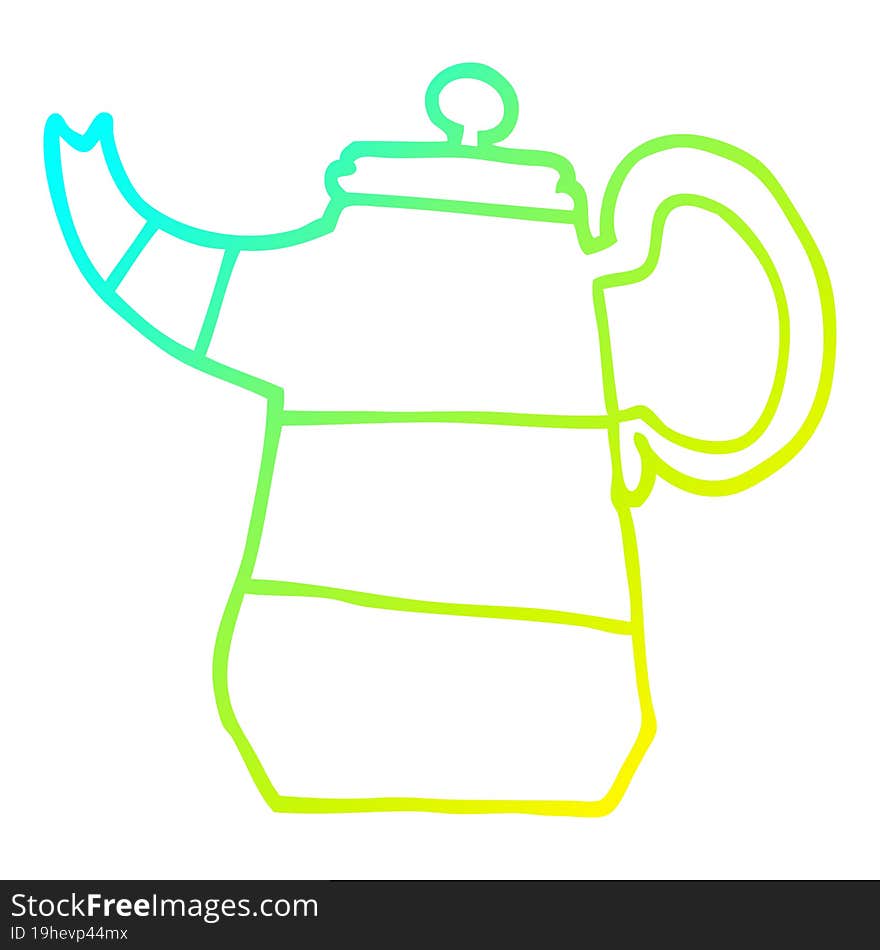 cold gradient line drawing cartoon coffee pot