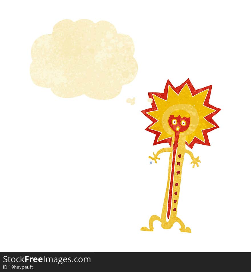 Cartoon Hot Thermometer With Thought Bubble