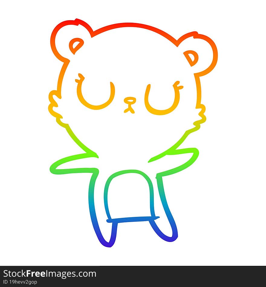 rainbow gradient line drawing peaceful cartoon polar bear