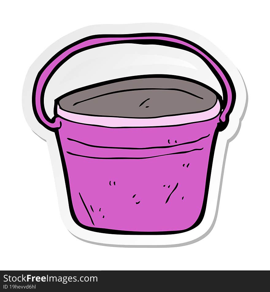 sticker of a cartoon metal bucket