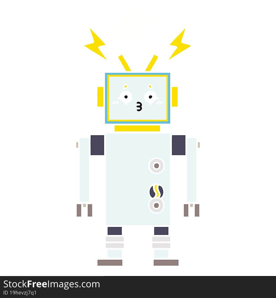 Flat Color Retro Cartoon Robot