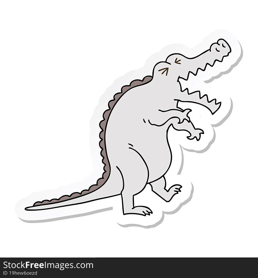 Sticker Of A Quirky Hand Drawn Cartoon Crocodile