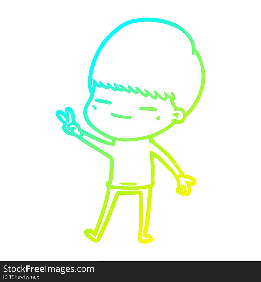 cold gradient line drawing cartoon smug boy