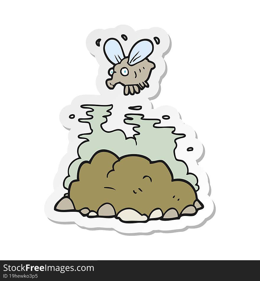 sticker of a cartoon fly and manure