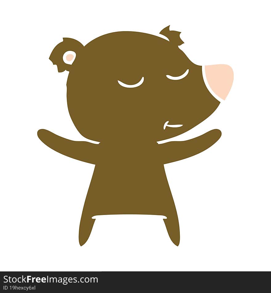 happy flat color style cartoon bear