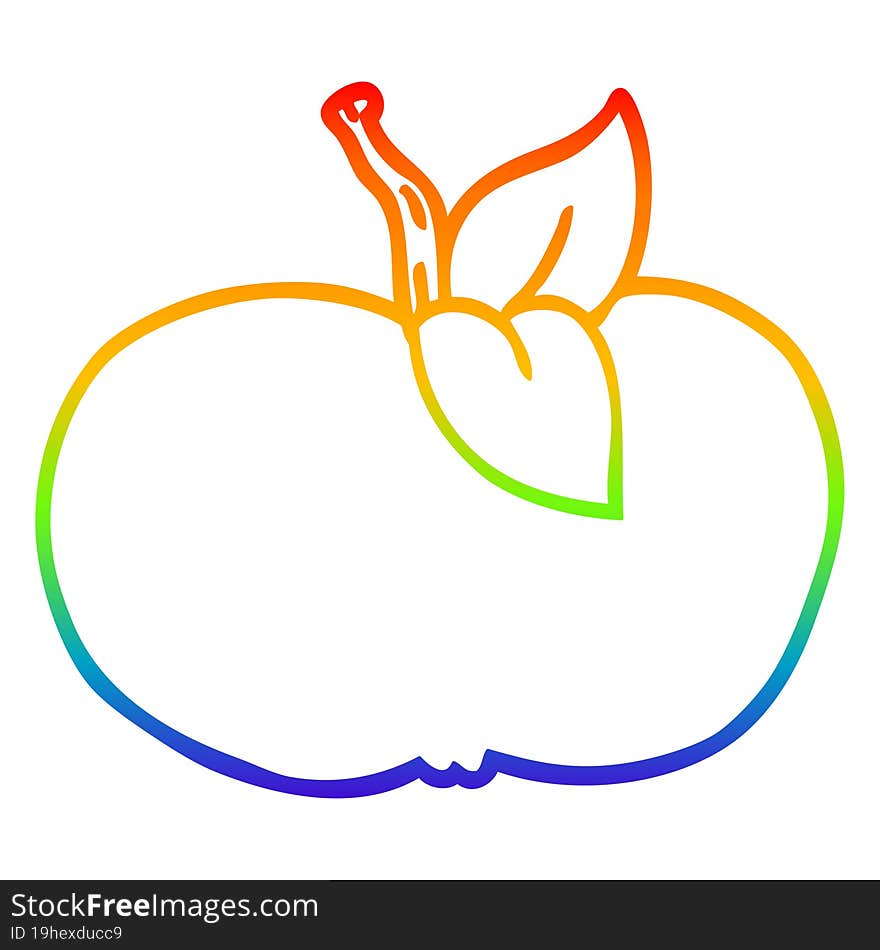 rainbow gradient line drawing cartoon juicy apple