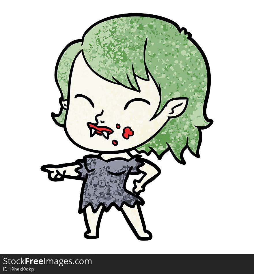 cartoon vampire girl with blood on cheek. cartoon vampire girl with blood on cheek