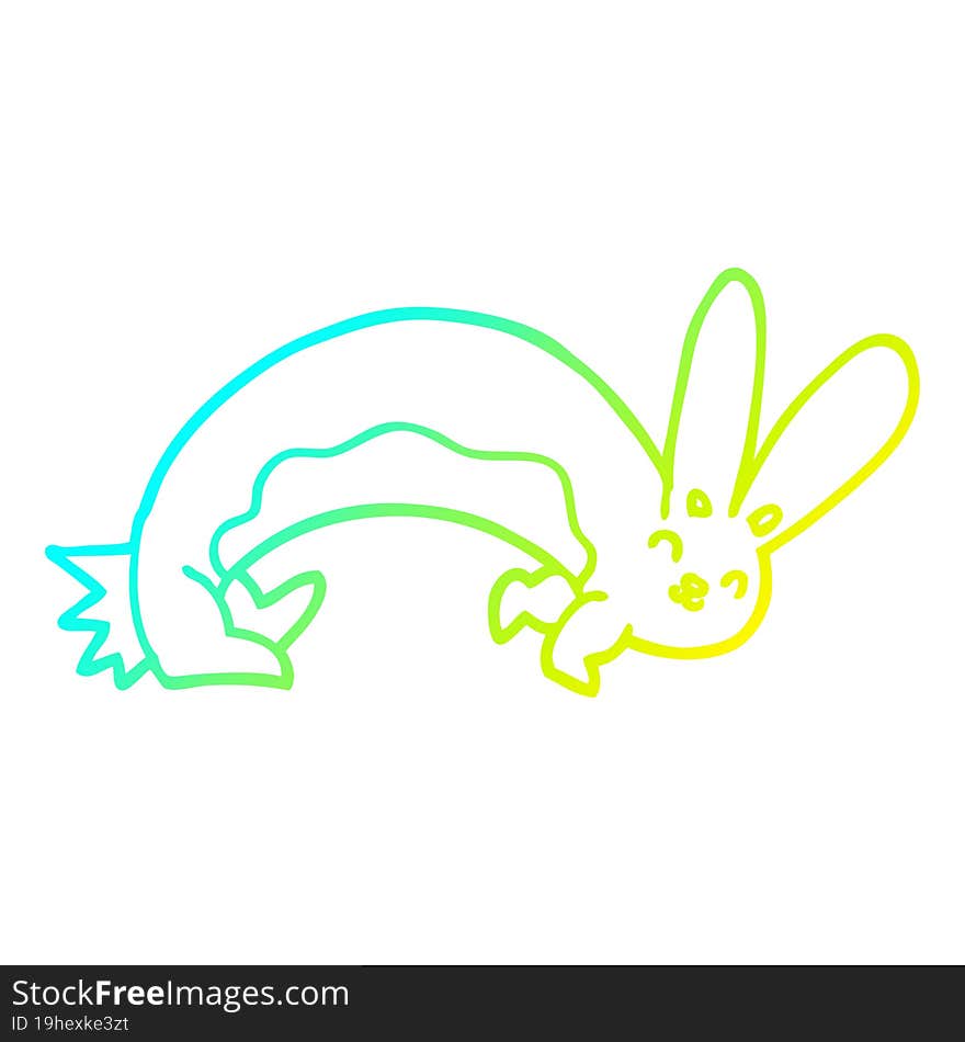 cold gradient line drawing of a funny cartoon rabbit